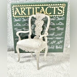 Artifacts Vintage Silver Tone Arm Chair Brooch Pin On Original Card